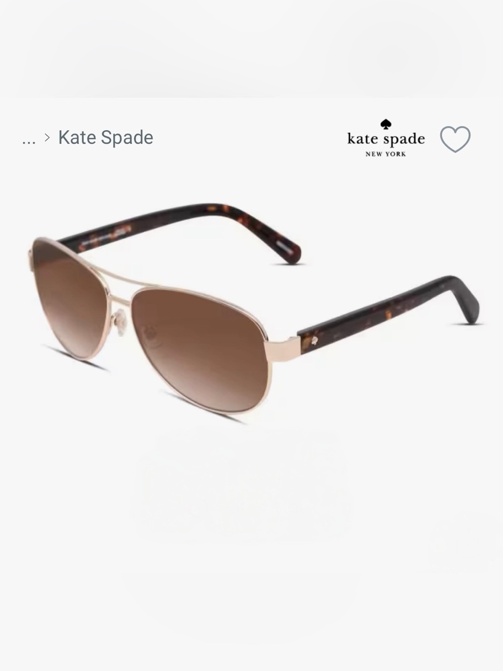 Kate Spade Dalia 2 Gold Aviator Polarized Sunglasses w/ Gradient Brown Lenses - Picture 3 of 11